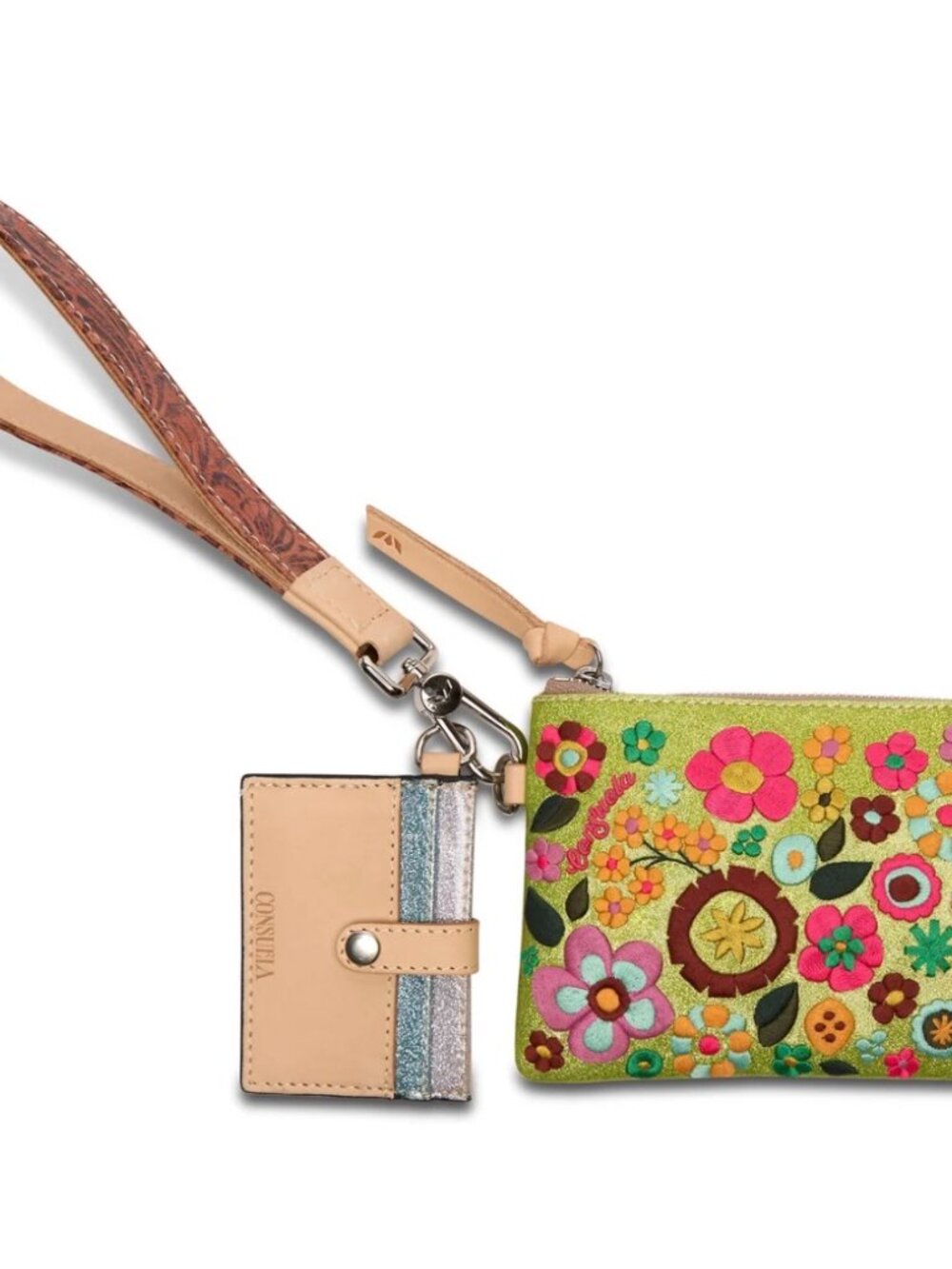 Consuela Buzzy Combi Embroidered Wristlet Card Wallet ~ NWT